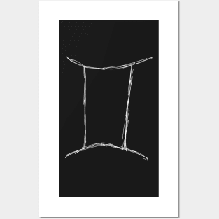 Dark and Gritty Gemini Zodiac Sign (white) Posters and Art